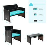 4 Pieces Patio Rattan Cushioned Furniture Set