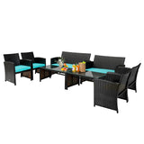 4 Pieces Patio Rattan Cushioned Furniture Set