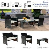 4 Pieces Patio Rattan Cushioned Furniture Set