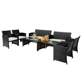 4 Pieces Patio Rattan Cushioned Furniture Set