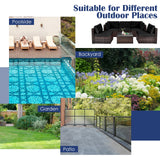 6 Pieces Patio Rattan Furniture Set with Cushions and Glass Coffee Table