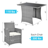 3 Pieces Patio Rattan Furniture Set with Cushioned Armrest Sofa