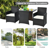 3 Pieces Patio Rattan Furniture Set with Cushion and Sofa Armrest