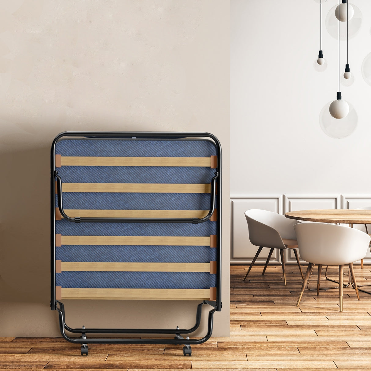 Portable Folding Bed with Memory Foam Mattress and Sturdy Metal Frame Made in Italy