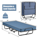 Rollaway Guest Bed with Sturdy Steel Frame and Memory Foam Mattress Made in Italy
