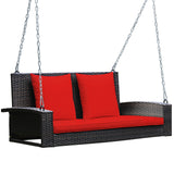 2-Person Patio Rattan Porch Swing with Cushions