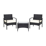 3 Pieces Patio Wicker Rattan Furniture Set with Cushion for Lawn Backyard