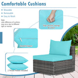 7 Pieces Patio Rattan Furniture Set Sectional Sofa Garden Cushion