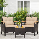 3 Pieces Patio Rattan Furniture Set with Removable Cushion