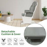 Wood Baby Glider and Ottoman Cushion Set with Padded Armrests for Nursing