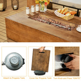 2 Piece Outdoor Propane Fire Pit Table Set