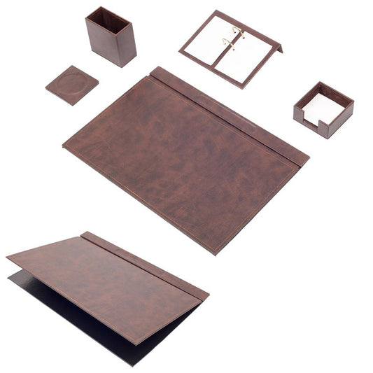 MOOG Leather Desk Set-5 Accessories -Brown- 5 PCS