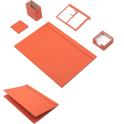 MOOG Leather Desk Set-5 Accessories -Orange- 5 PCS