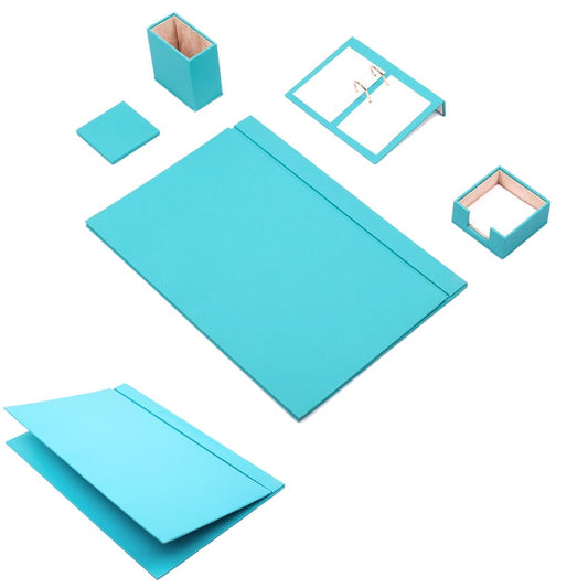 MOOG Leather Desk Set-5 Accessories -Turquoise- 5 PCS