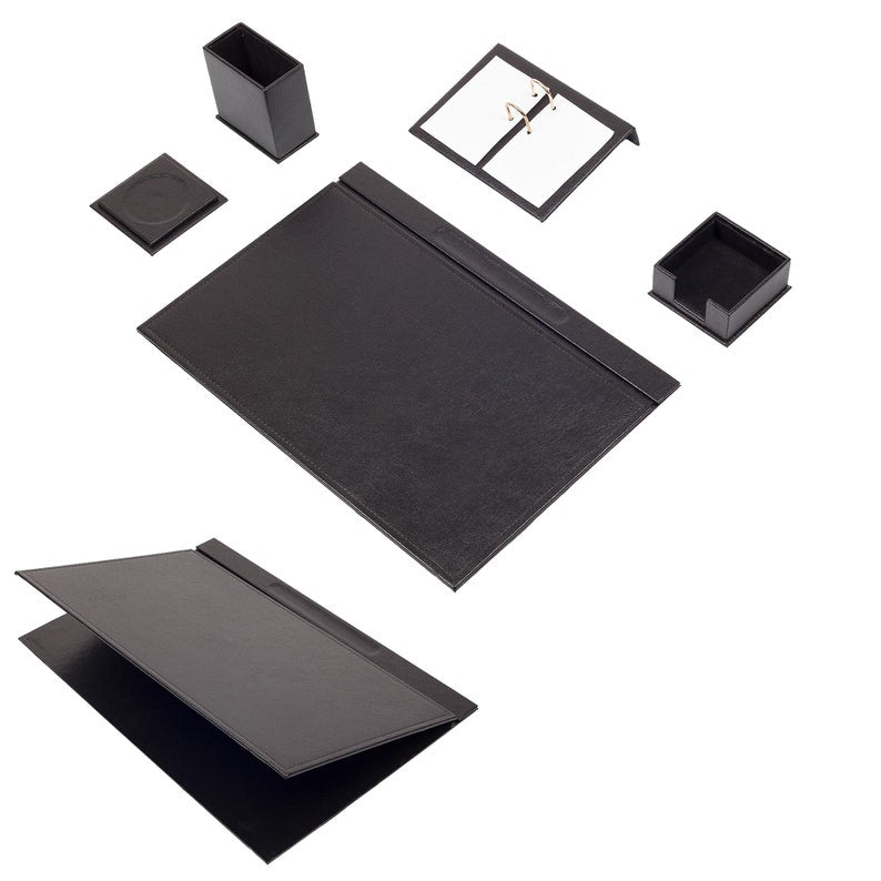 MOOG Leather Desk Set-5 Accessories -Gray - 5 PCS