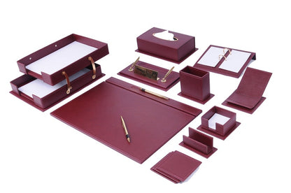 MOOG Luxury Desk Set- 14 Accessories -Brown- 14 PCS