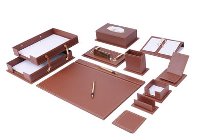 MOOG Luxury Desk Set- 14 Accessories -Burgundy- 14 PCS