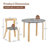 5-Piece Kids Wooden Curved Back Activity Table and Chair Set with Toy Bricks