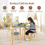 5-Piece Kids Wooden Curved Back Activity Table and Chair Set with Toy Bricks