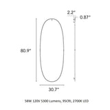 FLOS LA Plus Belle Plug US Brill Wall Mounted LED Mirror Silver 80" Aluminum Frame FU368164A (New)