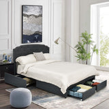 Platform Bed Frame with 4 Storage Drawers Adjustable Headboard