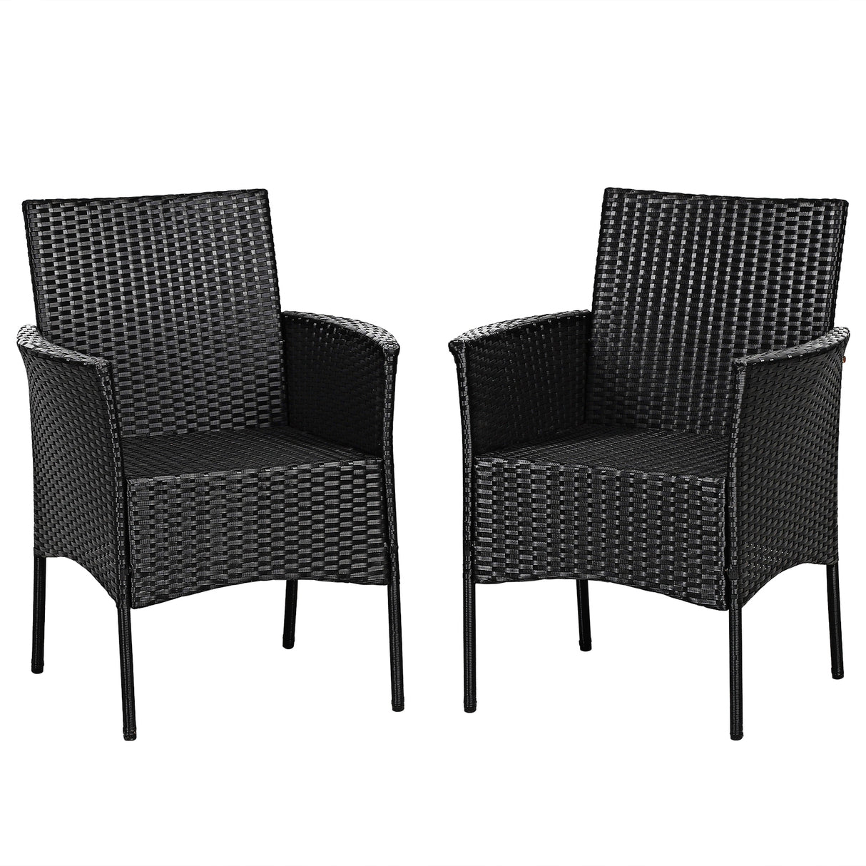 2 Pieces Patio Wicker Chairs with Cozy Seat Cushions