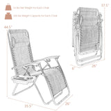 2 Pieces Folding Recliner Zero Gravity Lounge Chair