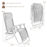 2 Pieces Folding Recliner Zero Gravity Lounge Chair