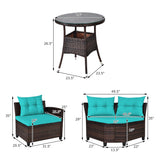4 Pieces Furniture Patio Set Outdoor Wicker Sofa Set
