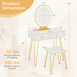 Industrial Makeup Dressing Table with 3 Lighting Modes