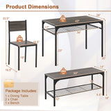 Industrial Style Rectangular Kitchen Table with Bench and Chairs