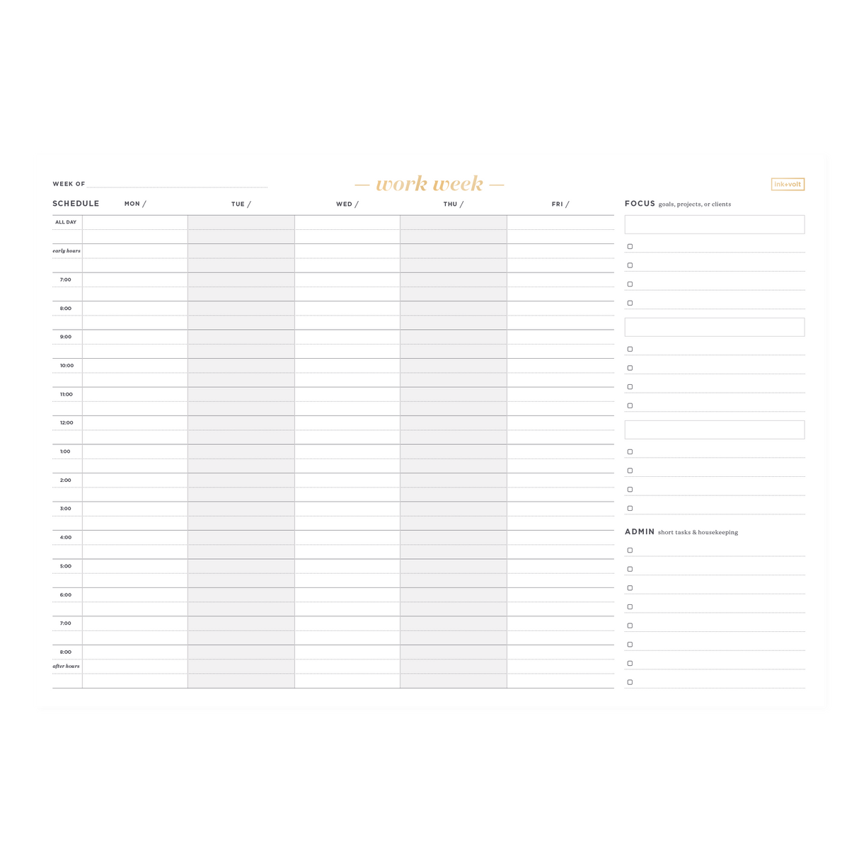 Work Week Deskpad