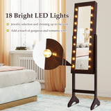 Mirrored Jewelry Cabinet Armoire Organizer w/ LED lights