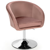 360 Degree Swivel Makeup Stool Accent Chair with Round Back and Metal Base