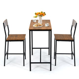 3 Pieces Bar Table Set with 2 Stools-Black