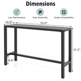 48/55 Inch Outdoor Bar Table with Waterproof Top and Heavy-duty Metal Frame