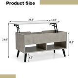 31.5 Inch Lift Top Coffee Table with Hidden Compartment and 2 Storage Shelves