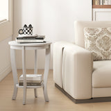 2-tier Round End Table with Solid Wood Legs