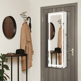 Mirrored Jewelry Armoire with Full Length Mirror and 2 Internal LED Lights