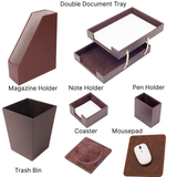 MOOG Leather Desk Set – 7-Piece Organizer-Brown