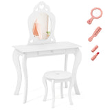Kids Princess Makeup Dressing Play Table Set with Mirror