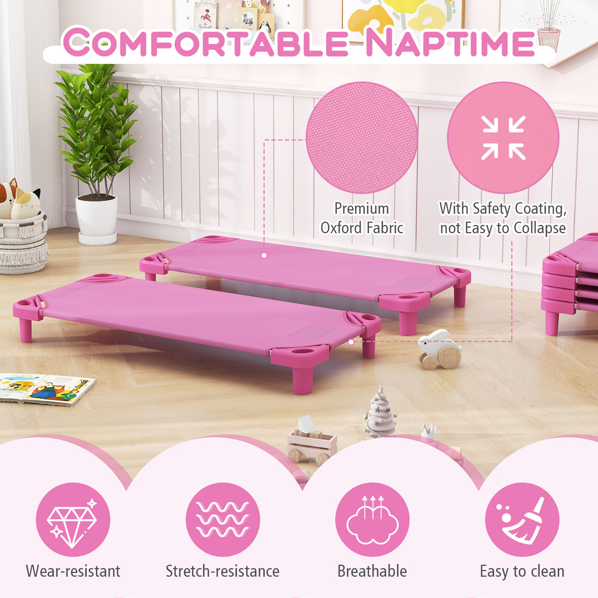 52 x 23 Inch Pack of 6 Kids Stackable Daycare Rest Mat