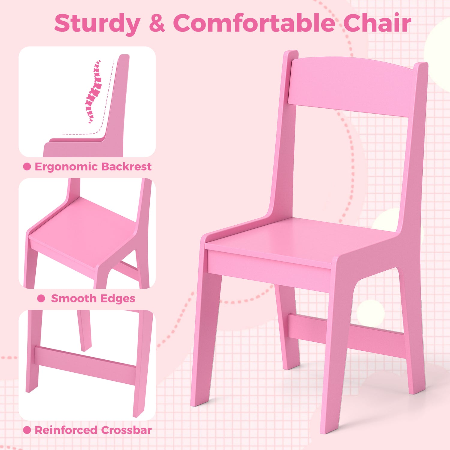 Kids Study Desk and Chair Set with Chair Hutch and Storage Cabinet for 3+ Years Old
