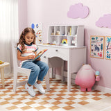 Kids Study Desk and Chair Set with Chair Hutch and Storage Cabinet for 3+ Years Old