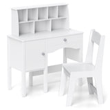 Kids Study Desk and Chair Set with Chair Hutch and Storage Cabinet for 3+ Years Old