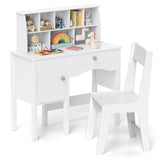 Kids Study Desk and Chair Set with Chair Hutch and Storage Cabinet for 3+ Years Old