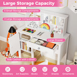 Kids Study Desk and Chair Set with Chair Hutch and Storage Cabinet for 3+ Years Old