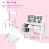 Kids Study Desk and Chair Set with Chair Hutch and Storage Cabinet for 3+ Years Old