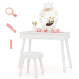 Kids Vanity Set with Lighted Mirror with Adjustable Brightness and Large Drawer