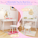 Kids Vanity Set with Lighted Mirror with Adjustable Brightness and Large Drawer